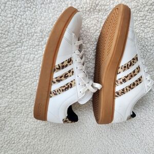 adidas White Sneakers with Leopard Accents